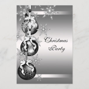 Silver Snowflakes Christmas Party Invitation