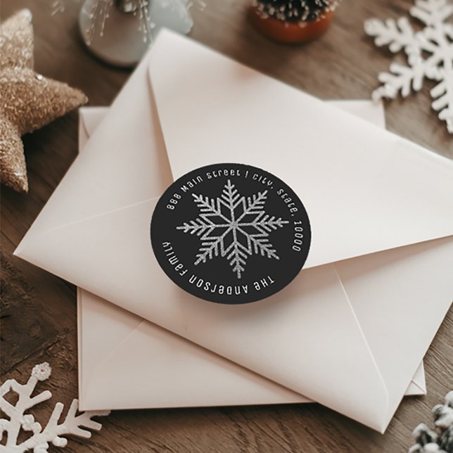 Silver Snowflakes Christmas Return address label (Creator Uploaded)
