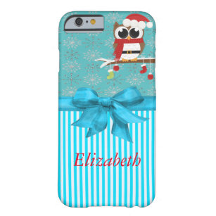 Silver Snowflakes Cute Owl-Personalised Barely There iPhone 6 Case