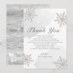 Silver Snowflakes Grey Baby Shower Thank You Card