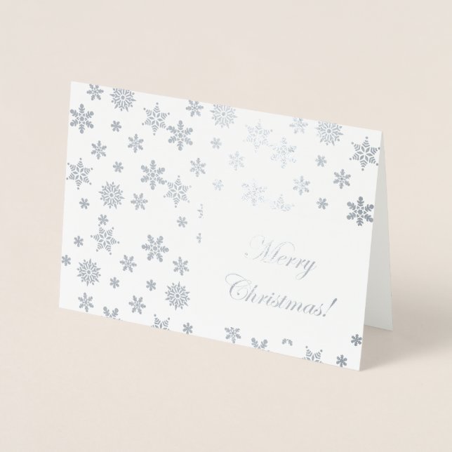 Silver Snowflakes Merry Christmas! Foil Card (Front)