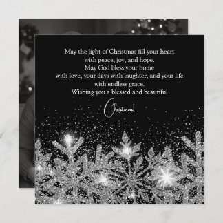 Silver Snowflakes on a Midnight Sky Holiday Card