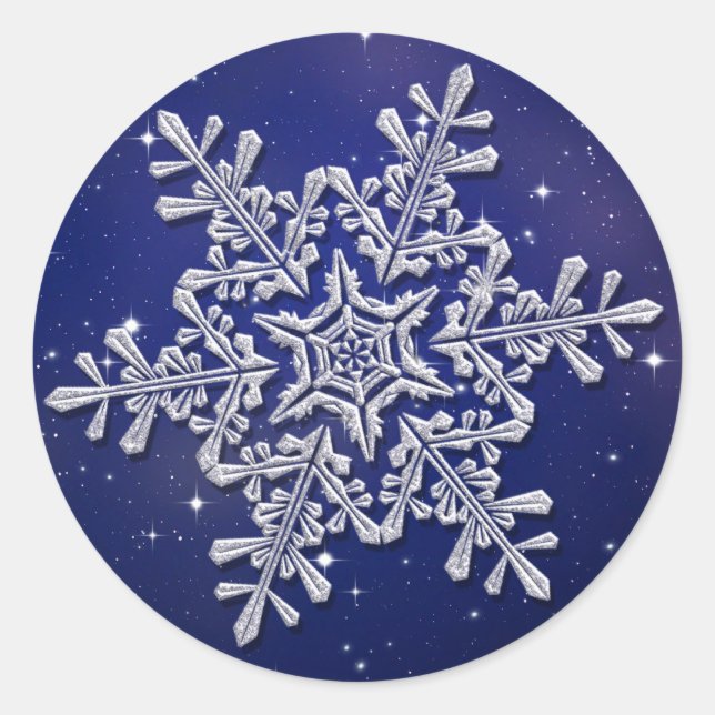 Silver snowflakes on night sky  Sticker (Front)