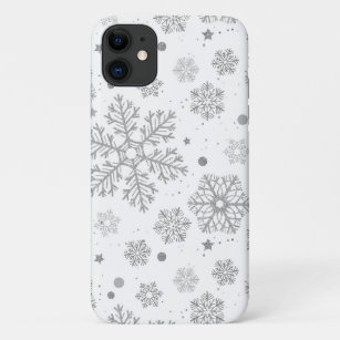 Silver snowflakes on white Case-Mate iPhone case