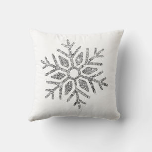 Silver Snowflakes on Winter White Cushion