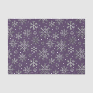 Silver Snowflakes Purple Pattern Tissue Paper