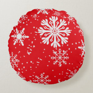 Silver Snowflakes Round Pillow