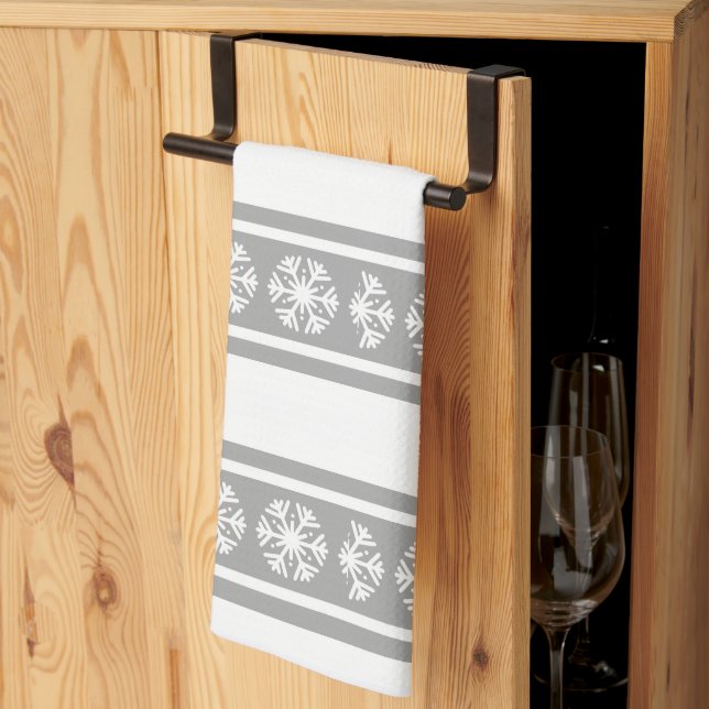 Silver Snowflakes    Tea Towel (Thirds Fold)