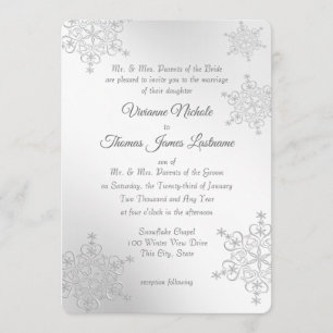 Silver Snowflakes Wedding Invitation
