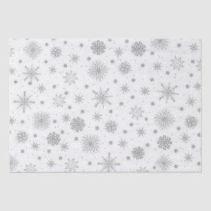 Silver Snowflakes White Design Tissue Paper
