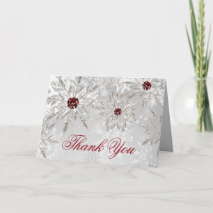 silver snowflakes winter bridal shower Thank You Card