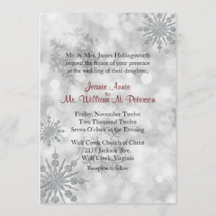 Silver Snowflakes Winter Wedding Invitation