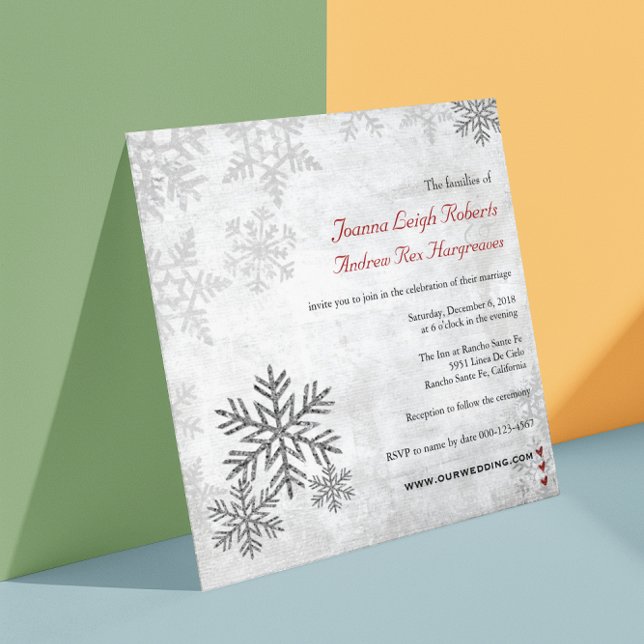 Silver Snowflakes Winter Wedding  Invitation (Creator Uploaded)