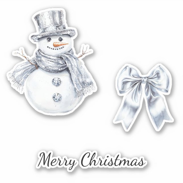 Silver Snowman Bow Christmas (Front)