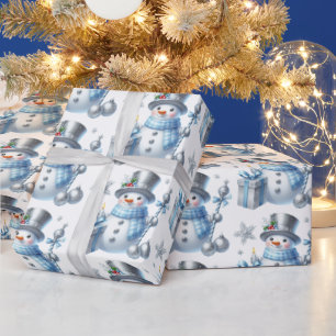 Silver Snowmen  Wrapping Paper