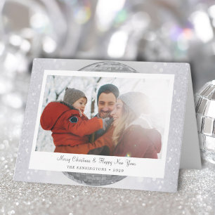 Silver Snowy Holiday with Family Name Card