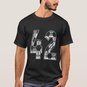 Silver Soccer Pattern Number 42 Jersey Player Unif T-Shirt