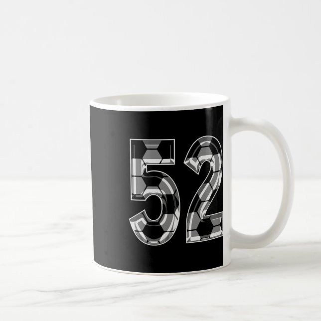 Silver Soccer Pattern Number 52 Jersey Player Unif Coffee Mug (Right)