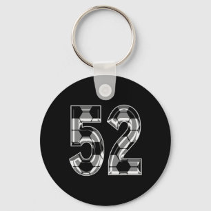 Silver Soccer Pattern Number 52 Jersey Player Unif Key Ring