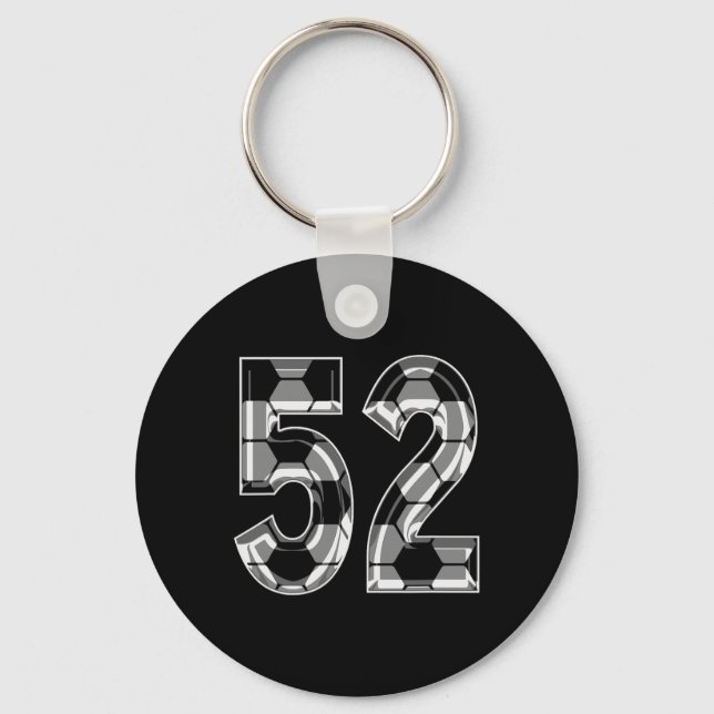 Silver Soccer Pattern Number 52 Jersey Player Unif Key Ring (Front)