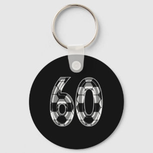 Silver Soccer Pattern Number 60 Jersey Player Unif Key Ring
