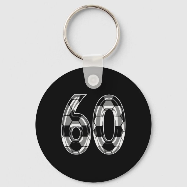 Silver Soccer Pattern Number 60 Jersey Player Unif Key Ring (Front)