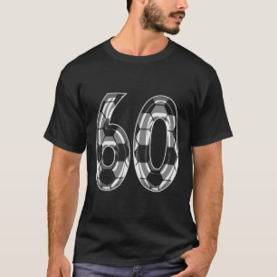 Silver Soccer Pattern Number 60 Jersey Player Unif T-Shirt