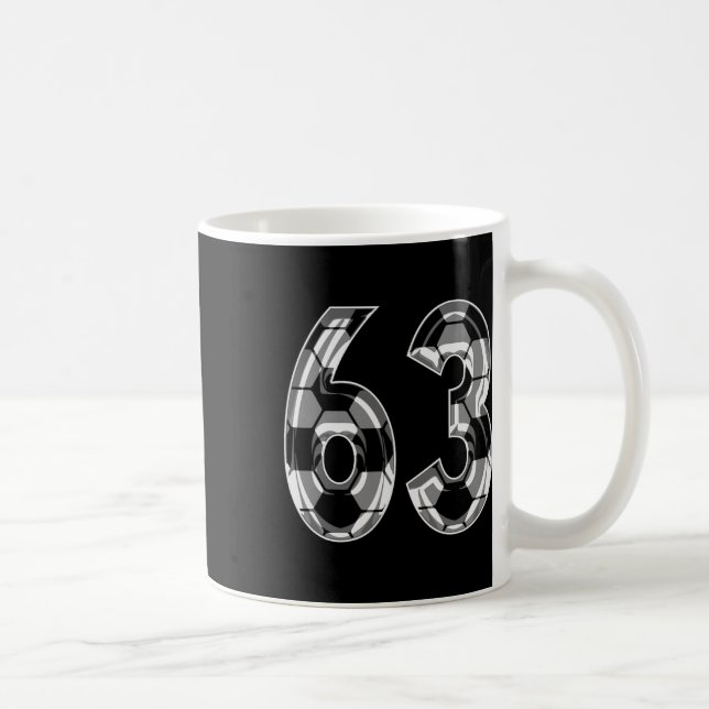 Silver Soccer Pattern Number 63 Jersey Player Unif Coffee Mug (Right)