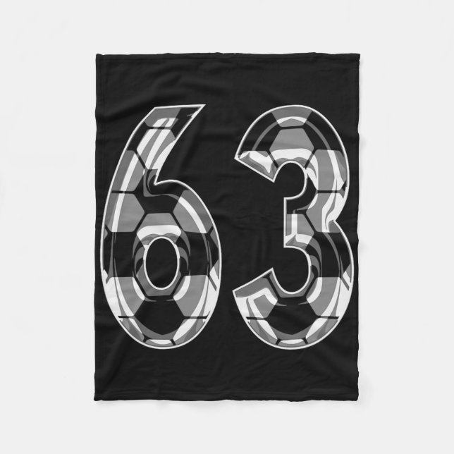 Silver Soccer Pattern Number 63 Jersey Player Unif Fleece Blanket (Front)