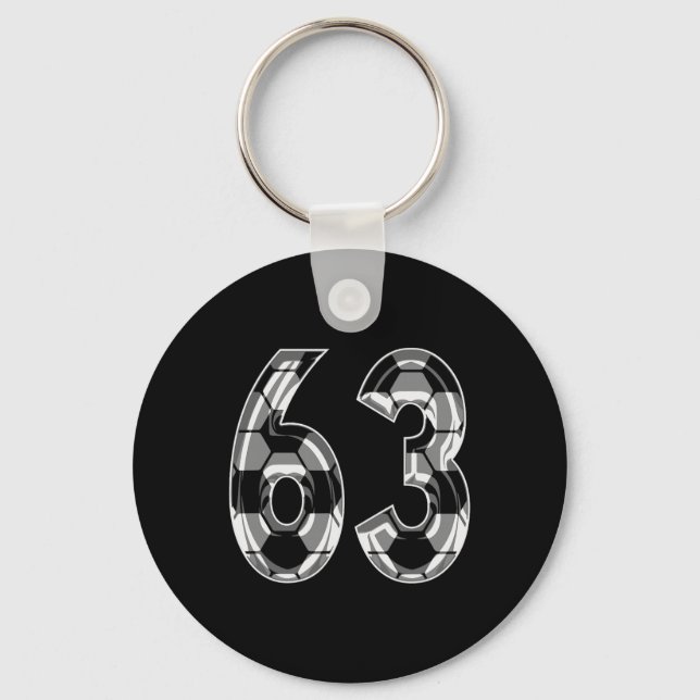 Silver Soccer Pattern Number 63 Jersey Player Unif Key Ring (Front)