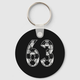 Silver Soccer Pattern Number 63 Jersey Player Unif Key Ring