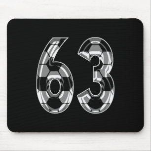 Silver Soccer Pattern Number 63 Jersey Player Unif Mouse Pad