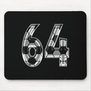 Silver Soccer Pattern Number 64 Jersey Player Unif Mouse Pad