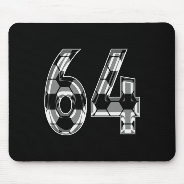 Silver Soccer Pattern Number 64 Jersey Player Unif Mouse Pad (Front)