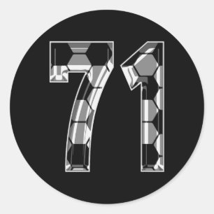 Silver Soccer Pattern Number 71 Jersey Player Unif Classic Round Sticker