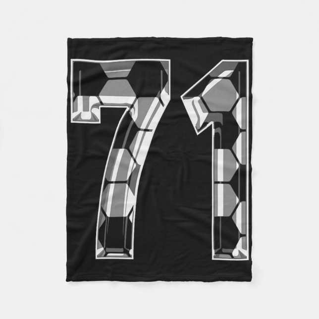 Silver Soccer Pattern Number 71 Jersey Player Unif Fleece Blanket (Front)