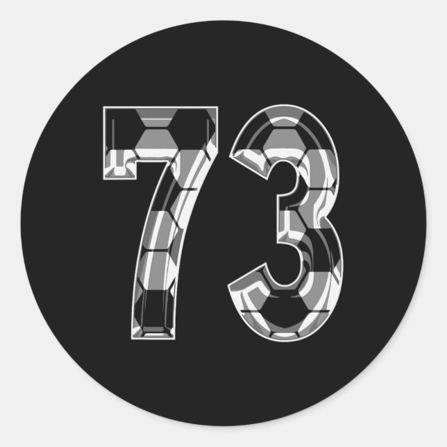 Silver Soccer Pattern Number 73 Jersey Player Unif Classic Round Sticker (Front)