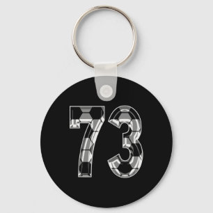 Silver Soccer Pattern Number 73 Jersey Player Unif Key Ring
