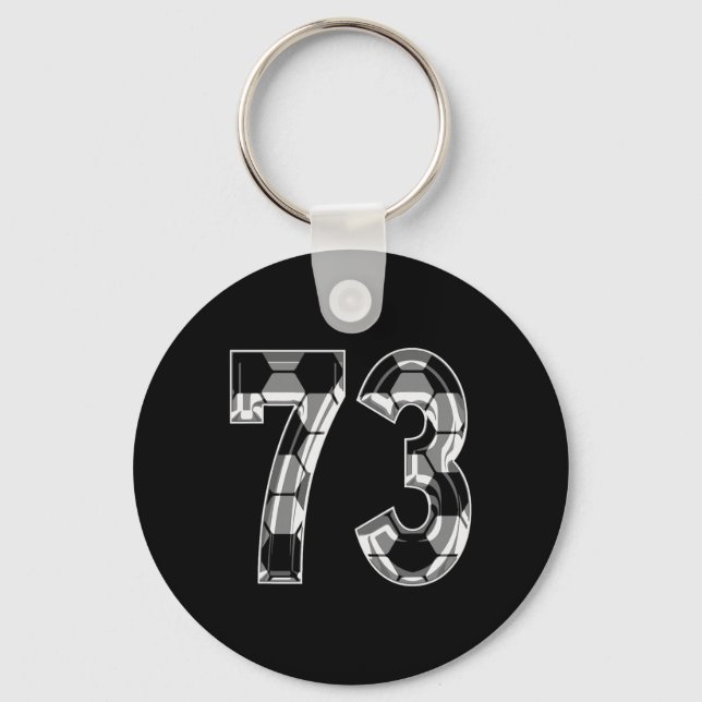 Silver Soccer Pattern Number 73 Jersey Player Unif Key Ring (Front)