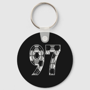 Silver Soccer Pattern Number 97 Jersey Player Unif Key Ring
