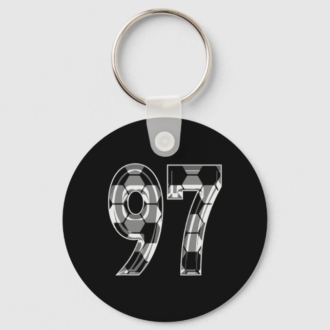 Silver Soccer Pattern Number 97 Jersey Player Unif Key Ring (Front)