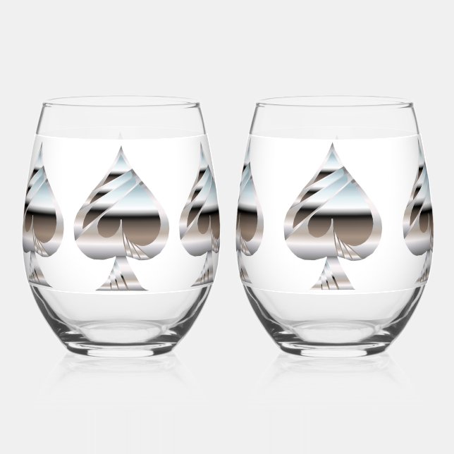 Silver Spades Wine Glass Set (Front)