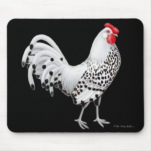 Silver Spangled Hamburg Chicken Mousepad (Front)