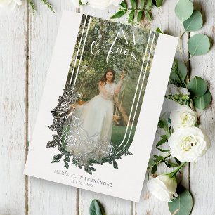 Silver Spanish Luxury Trendy Floral Mis XV Photo