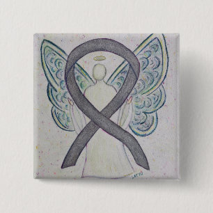 Silver Sparkle Angel Awareness Ribbon Art Pins