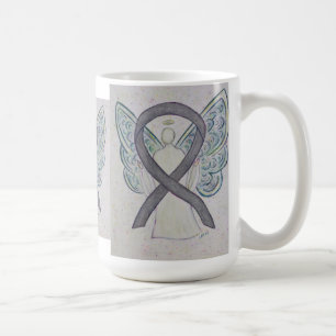 Silver Sparkle Awareness Ribbon Angel Art Mug
