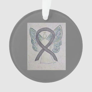 Silver Sparkle Awareness Ribbon Angel Ornaments