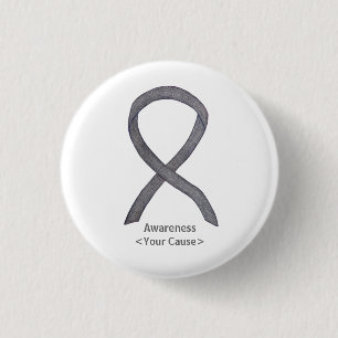Silver Sparkle Awareness Ribbon Custom Art Pins