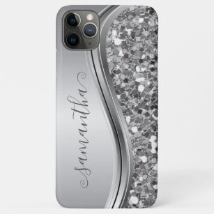 Silver Sparkle Bling Handwritten Personalised Case-Mate iPhone Case