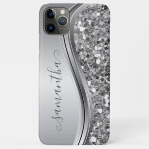 Silver Sparkle Bling Handwritten Personalized iPhone 11 Pro Max Case